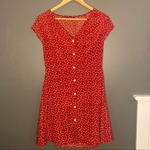 SHEIN Heart Button Front A-line Dress